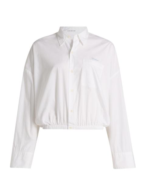 MOTHER Women's The Scrunchie Frenchie Bubble-Hem Cotton Shirt - White