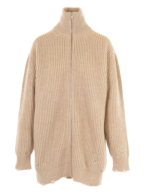 MM6 Maison Margiela zip-up ribbed cardigan