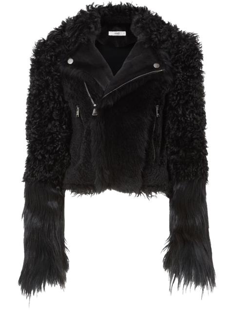 FENDI PATCHWORK SHEEPSKIN BIKER JACKET