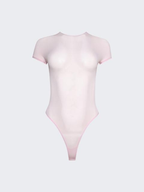 WARDROBE.NYC Sheer Cap Sleeve Bodysuit Blush