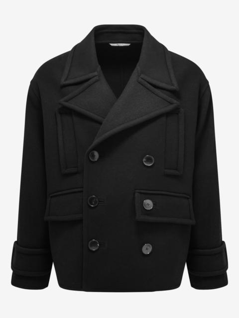Black Double-Breasted Wool Pea Coat