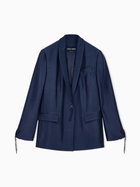 GIORGIO ARMANI BLAZER REGULAR FIT WAFFLE VISCOSE AND WOOL