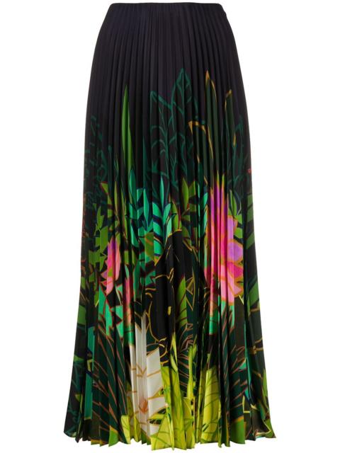 Valentino pleated floral-print skirt