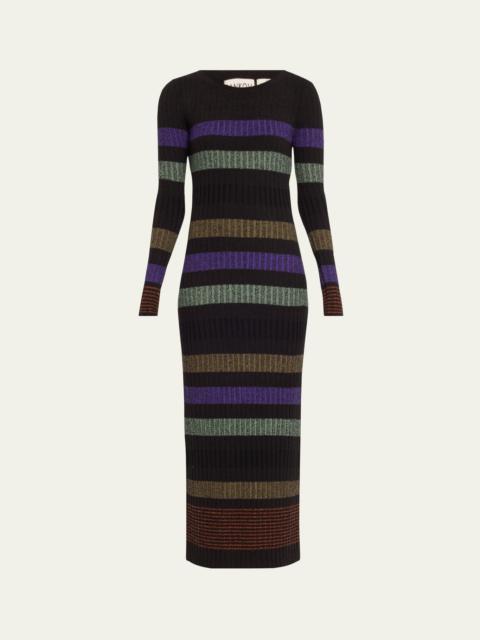 ZANKOV Amber Stripe Long Sleeve Wool Maxi Dress