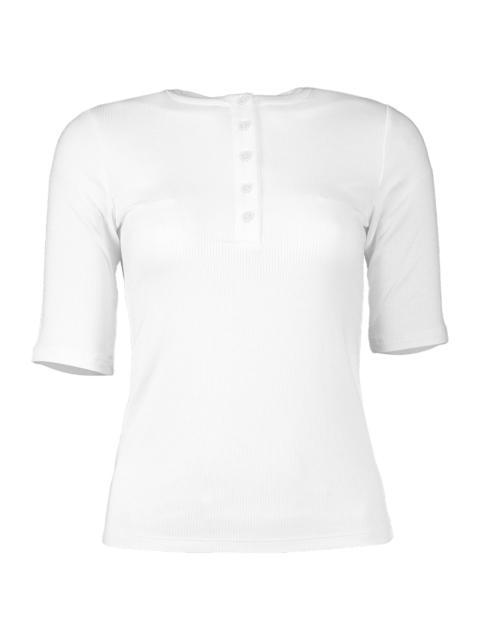 Rib Elbow Sleeve Henley - Optic White