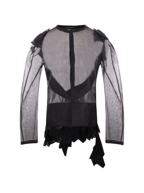 Yohji Yamamoto asymmetric-hem sheer organza top