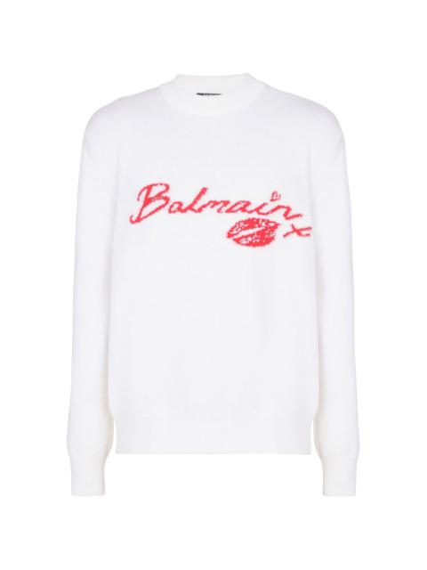 Balmain kiss-jacquard wool jumper