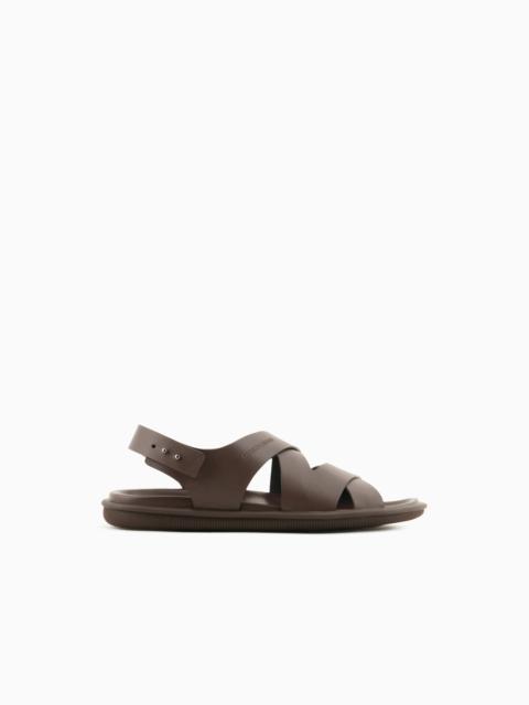 GIORGIO ARMANI LEATHER WOVEN SANDALS