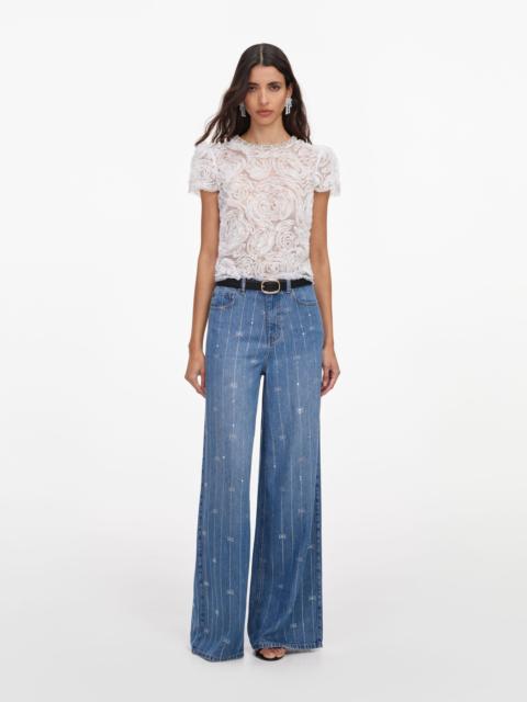 self-portrait Light Blue Rhinestone Stripe Denim Jeans