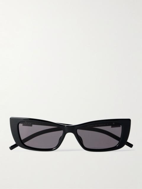 Cat-eye embellished acetate sunglasses Black