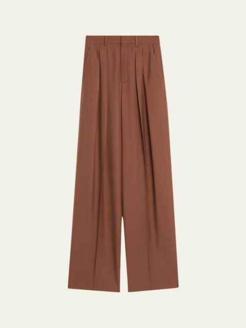 SAINT LAURENT Double-Pleated Straight-Leg Trousers