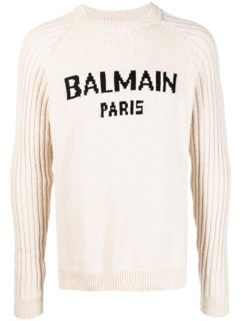 Balmain intarsia-knit logo jumper