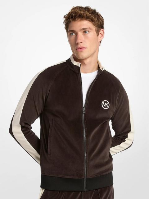 MICHAEL KORS Stripe Velour Zip-Up Jacket