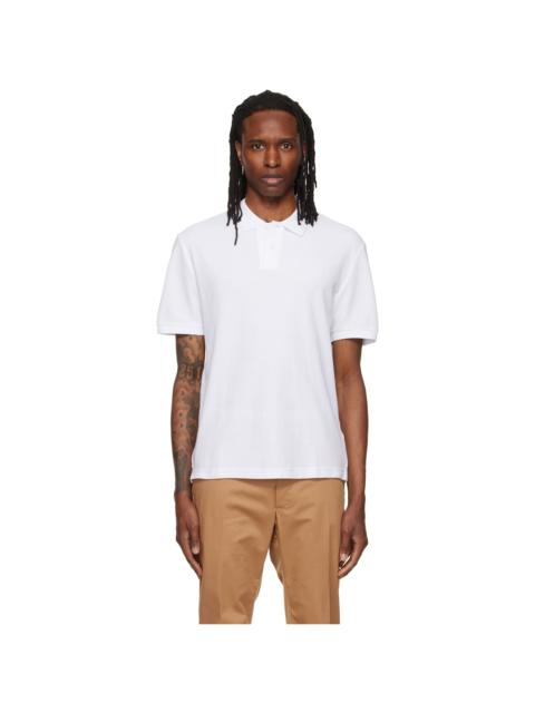 BOSS White Embroidered-Logo Polo