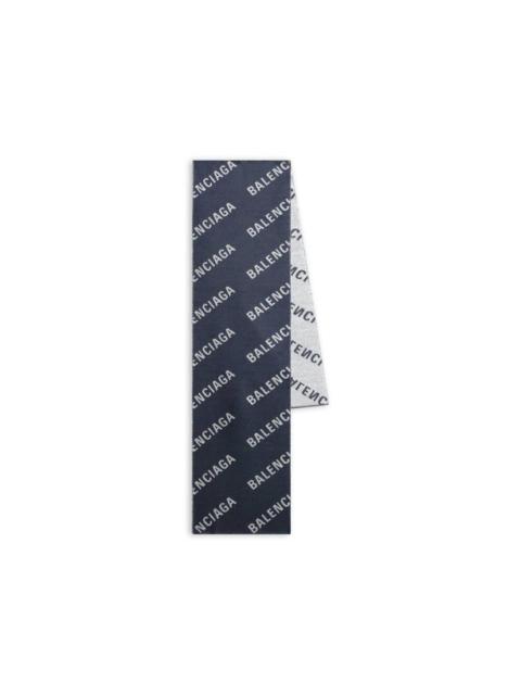 BALENCIAGA Allover Logo Macro Scarf in Indigo