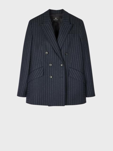 Paul Smith Women's Navy Pinstripe Wool-Blend Double Breasted Blazer