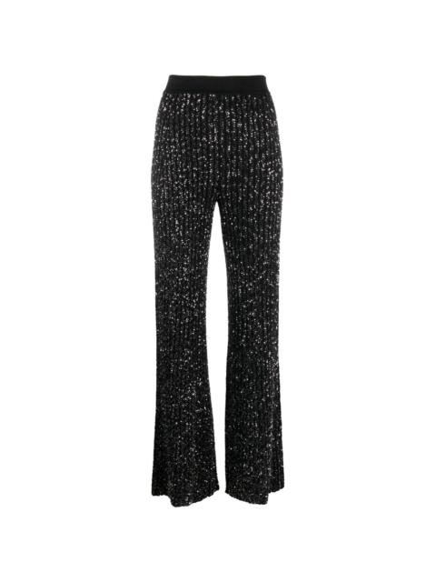 sequin-embellished ribbed-knit trousers