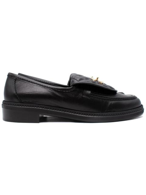 CHANEL Chanel Quilted Tab Loafers Black Leather