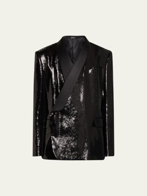 Dolce & Gabbana Men's Sequin Asymmetric Sport Coat