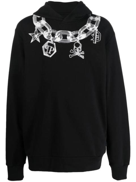 PHILIPP PLEIN chain print cotton hoodie