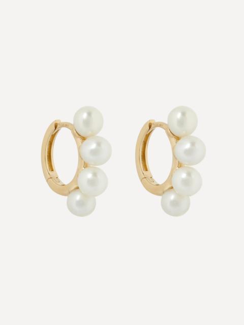 MATEO 14ct Gold Four Point Pearl Hoop Earrings