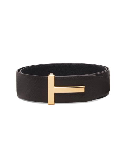 Brown & Black Grain Leather T Icon Reversible Belt