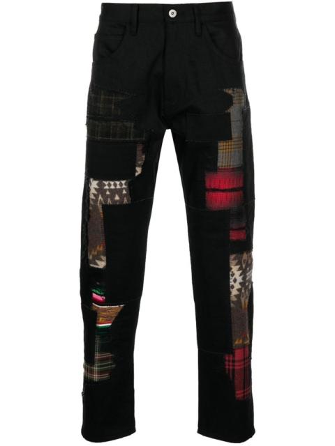 Junya Watanabe MAN patchwork-detail skinny trousers