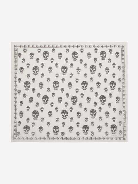 Alexander McQueen Classic Silk Chiffon Skull Scarf in Ivory/Black