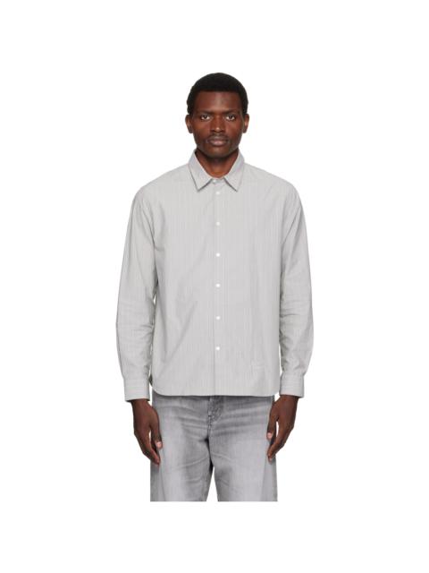 Maison Kitsuné Gray Handwriting Striped Casual Shirt
