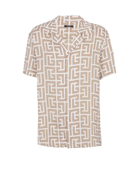 Balmain monogram-print Satin Shirt - Farfetch