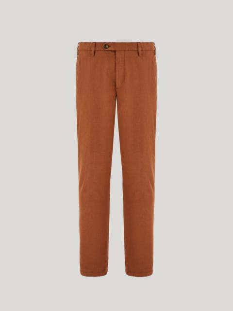 Canali TERRACOTTA REGULAR FIT CHINO PANTS IN COTTON AND SILK GABARDINE