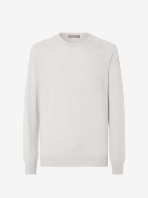 CORNELIANI Ice white extra fine merino wool crew neck jumper