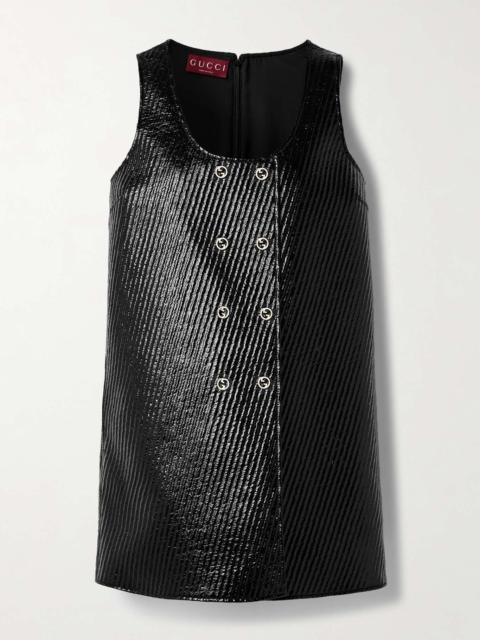 GUCCI Double-breasted quilted coated wool-blend mini dress