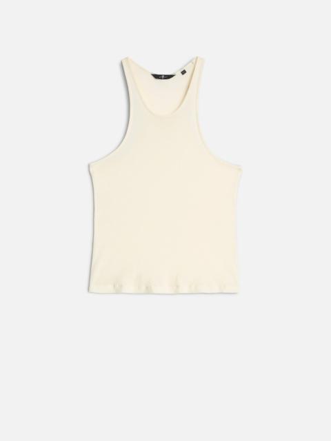 7 For All Mankind Racer Front Tank in White