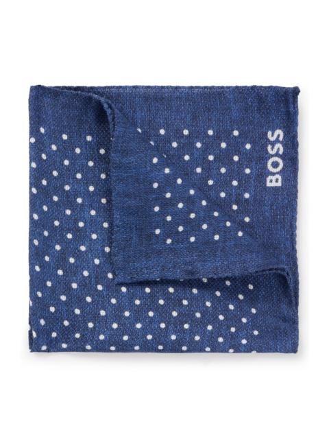 BOSS PRINTED POCKET SQUARE IN LINEN AND COTTON