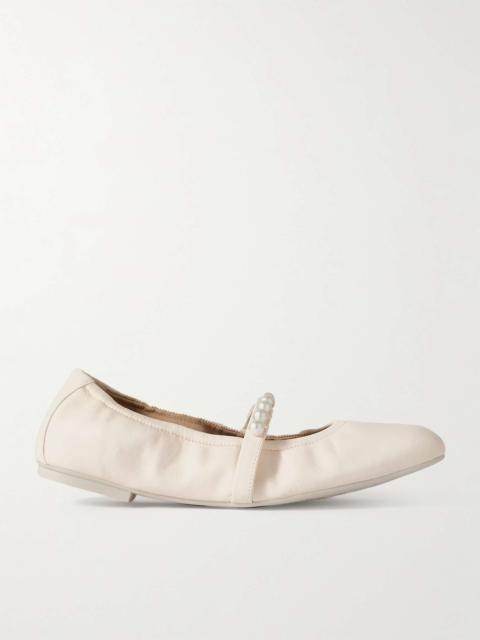 Goldie faux pearl-embellished leather ballet flats