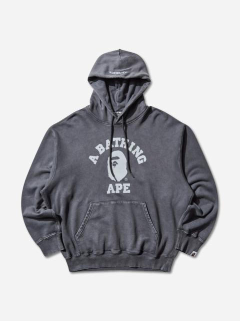 A BATHING APE® Men's Garment Dye College Pullover Hoodie Charcoal