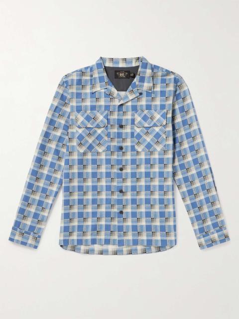 Convertible-Collar Checked Cotton-Flannel Shirt