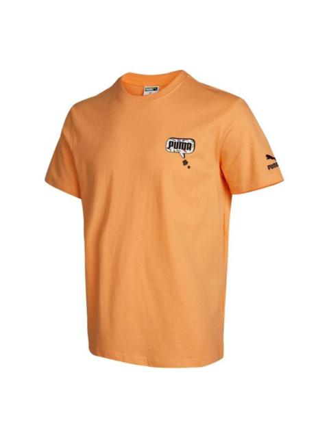 PUMA PUMA Awareness Logo Embroidered Printing Sports Loose Round Neck Short Sleeve Orange 532034-36