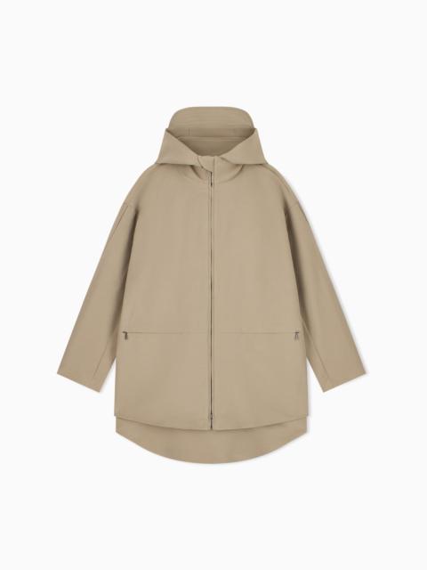 EMPORIO ARMANI FULL-ZIP HOODED BLOUSON JACKET IN BRUSHED TECHNO COTTON