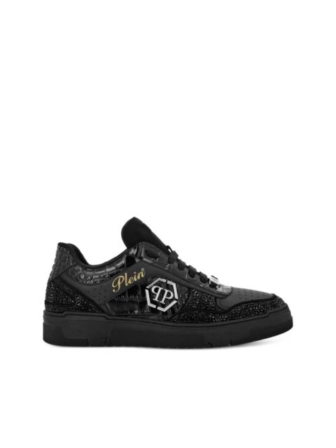 PHILIPP PLEIN crystal-embellished leather sneakers