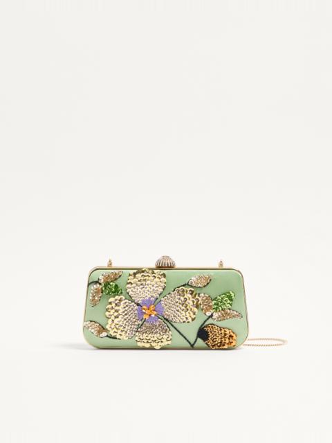 Valentino VALENTINO GARAVANI CARRY SECRETS SATIN MINAUDIERE WITH FLORAL EMBROIDERY
