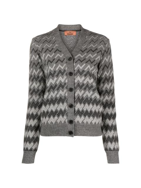 zigzag crochet-knit cashmere cardigan