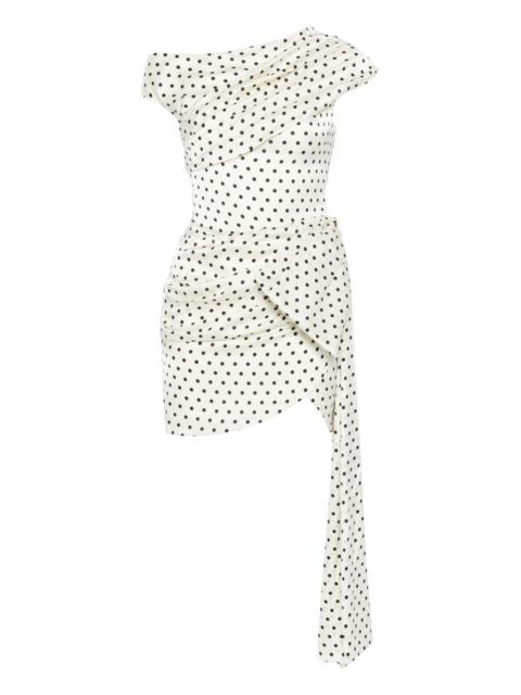 polka-dot draped mini dress