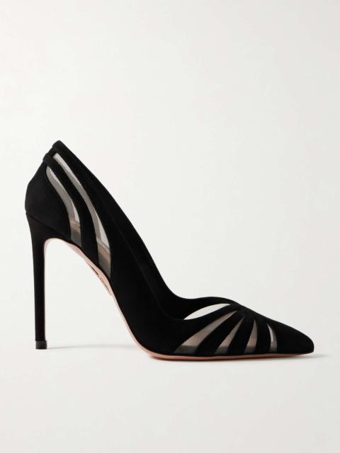 The Spy 105 mesh-paneled suede pumps