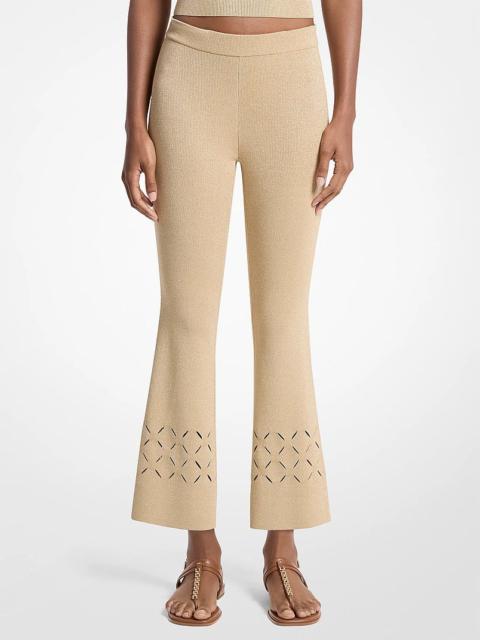 MICHAEL KORS Laser Cut Metallic Stretch Knit Cropped Pants