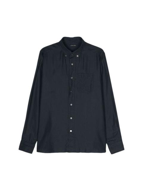 Buttoned-collar poplin lyocell shirt