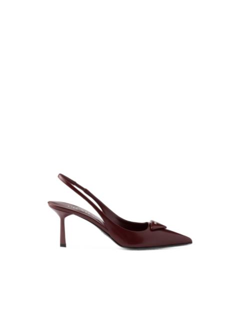 Prada brushed-leather slingback pumps