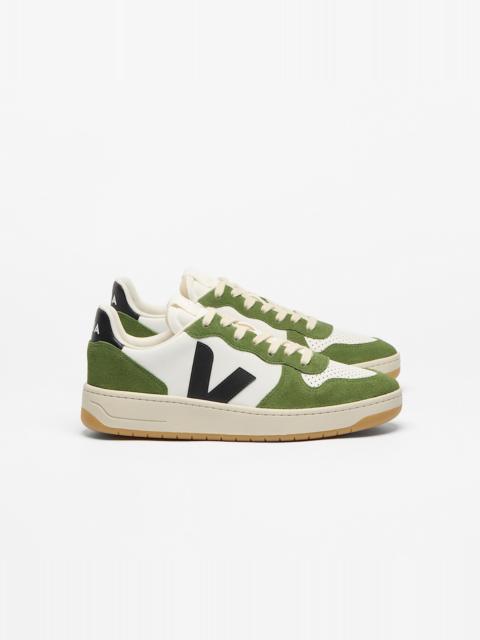 VEJA V-10 LEATHER WHITE BLACK MILITAR
