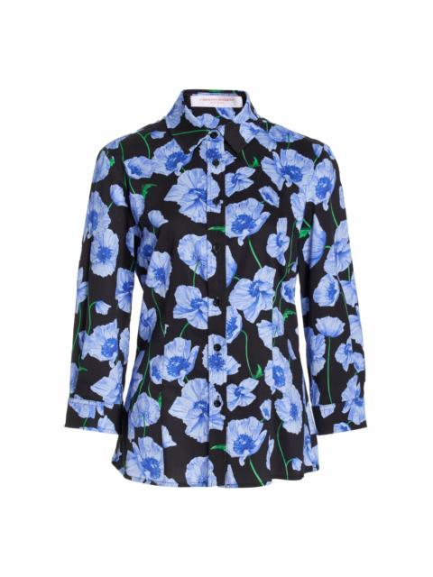 CAROLINA HERRERA Icon Printed Stretch-Cotton Top black